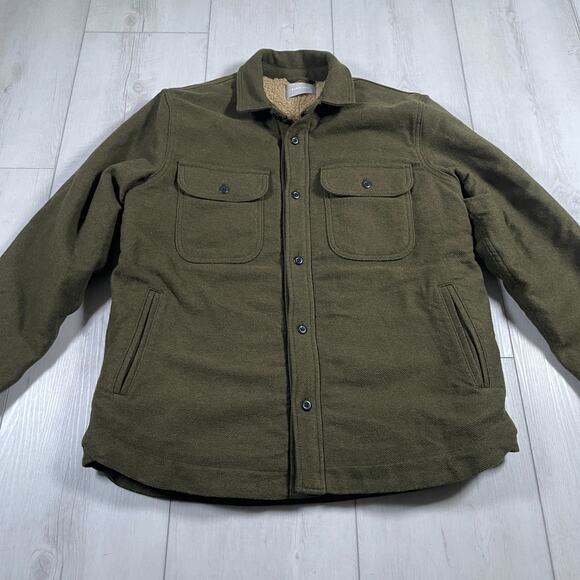 Everlane Men's Small The ReNew Fleece Lined Heavyweight Overshirt Green Shacket - Picture 1 of 11